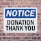 Signmission Donation Thank You, 10 in W x Rectangle, Plastic OS-2PACK-NS-P-710-L-11458 - alternate 2
